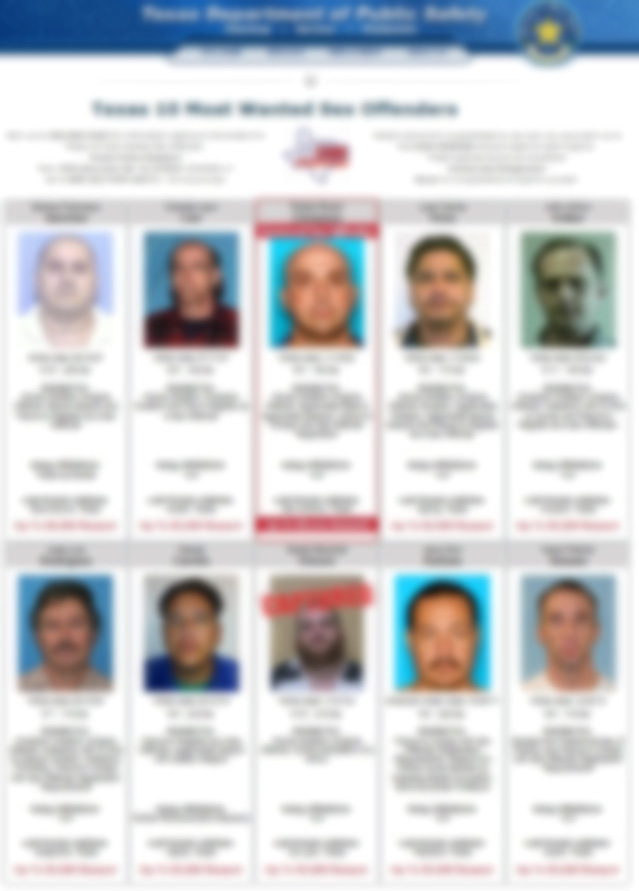 Texas 10 Most Wanted Sex Offenders Page